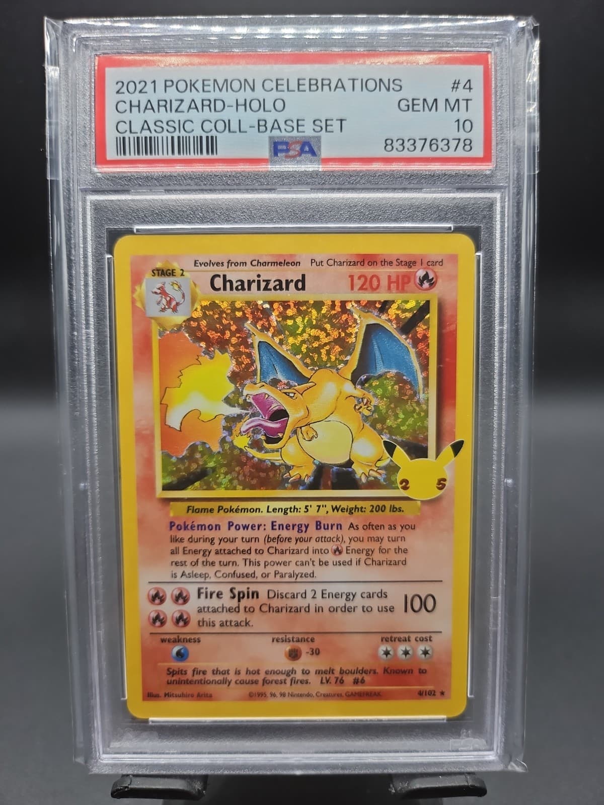 Pokémon Charizard 4/102 Celebrations Classic Coll-Base Set Holo 2021 PSA 10