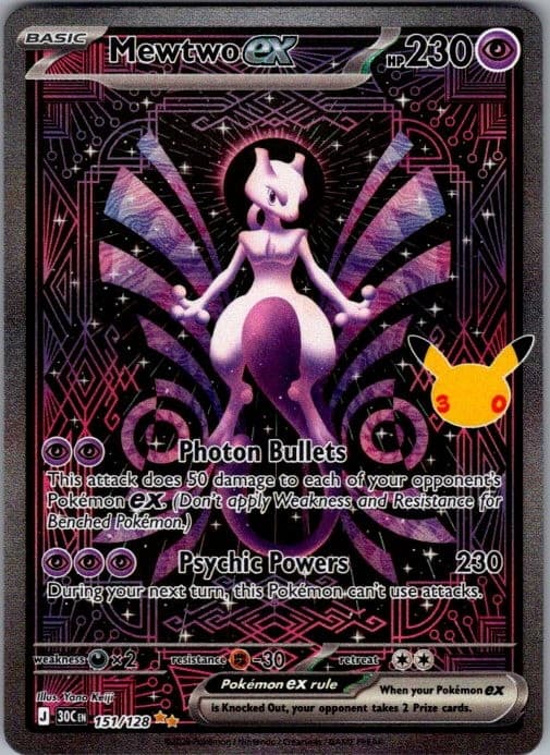 ME: 30TH CELEBRATION MEWTWO EX 151/128 SIR POKEMON HOLO NM