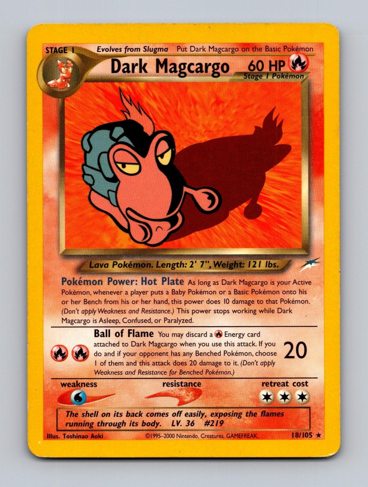Dark Magcargo 18/105 Rare Neo Destiny Pokemon Unlimited Moderately Played