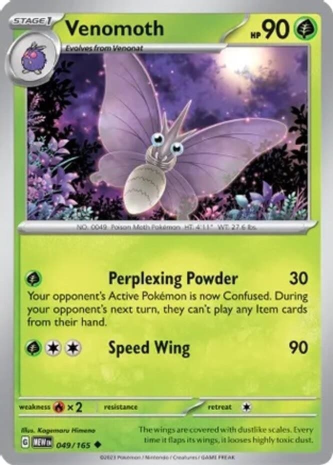 Venomoth - 049/165 - Uncommon (Near Mint) Scarlet & Violet - 151 - Grass Pokémon