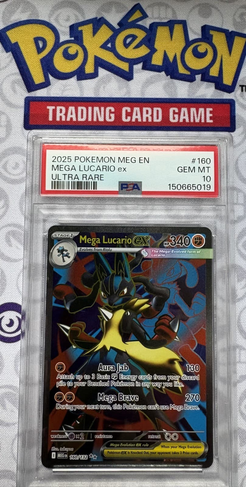 PSA 10 Mega Lucario EX 160/132 Me01 Mega Evolution Full Art Holo Ultra