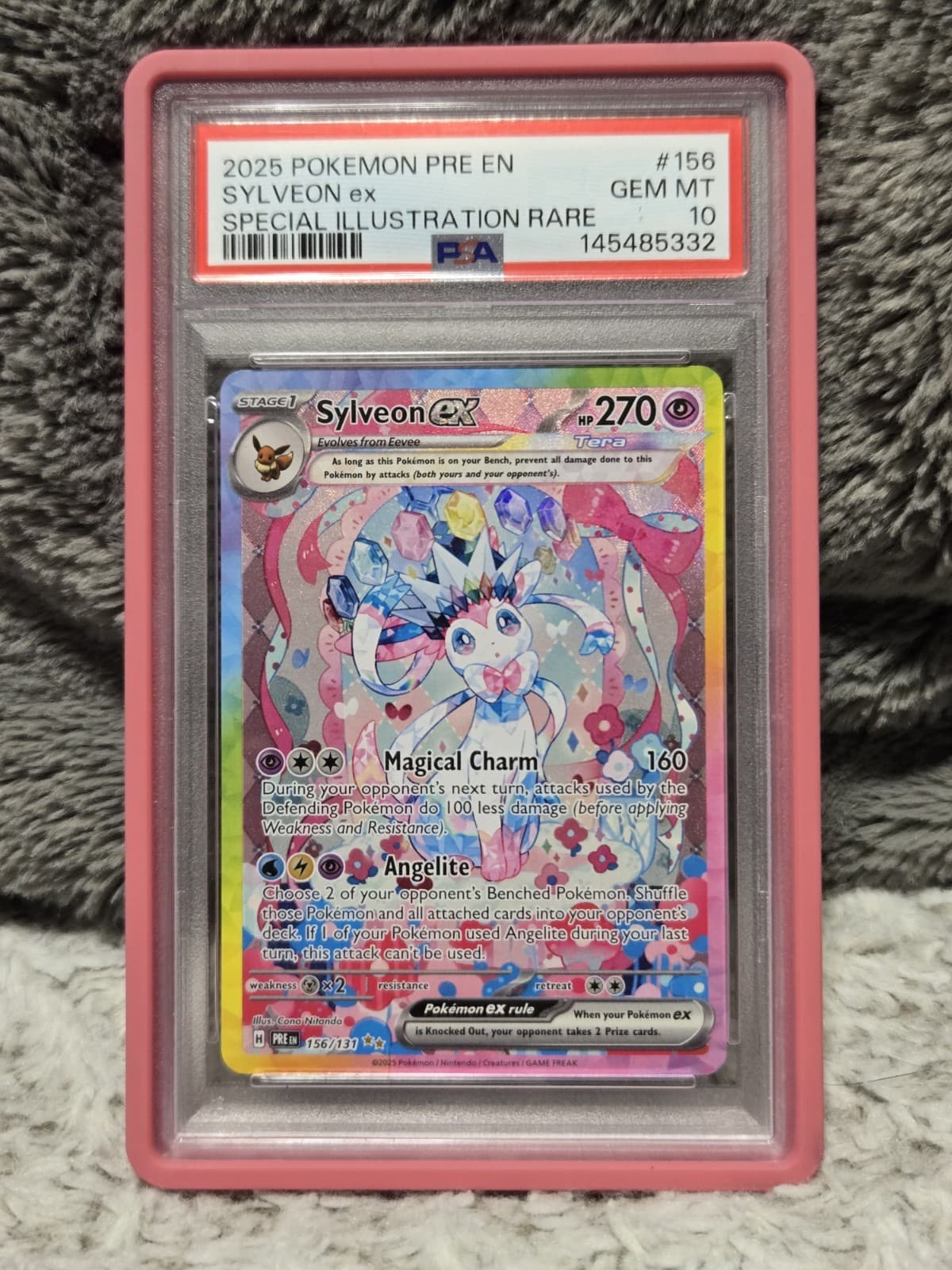 2025 Pokemon ENG Prismatic Evolutions Sylveon ex 156/131 SIR PSA 10 Gem Mint