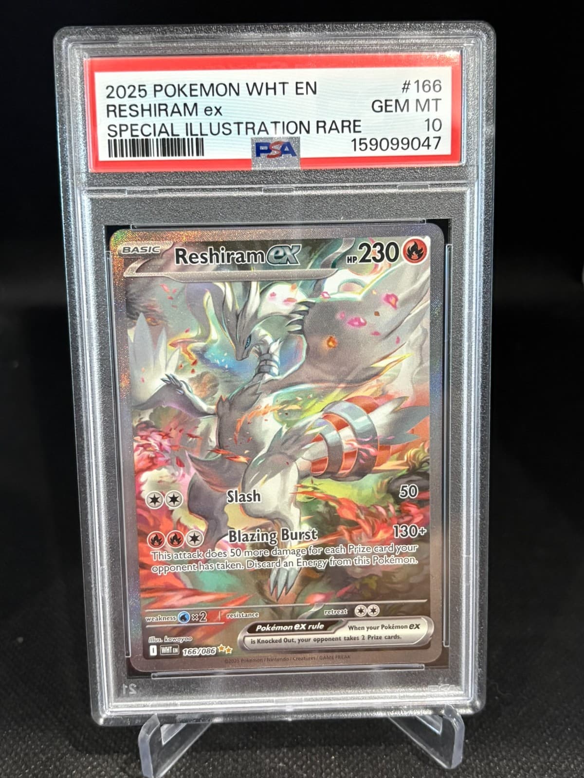 2025 Pokemon Reshiram ex #166 White Flare SIR PSA 10 GEM Special Illustration