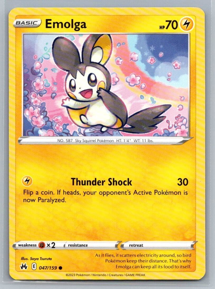 Emolga 47/159 Crown Zenith Common Pokémon TCG 2023