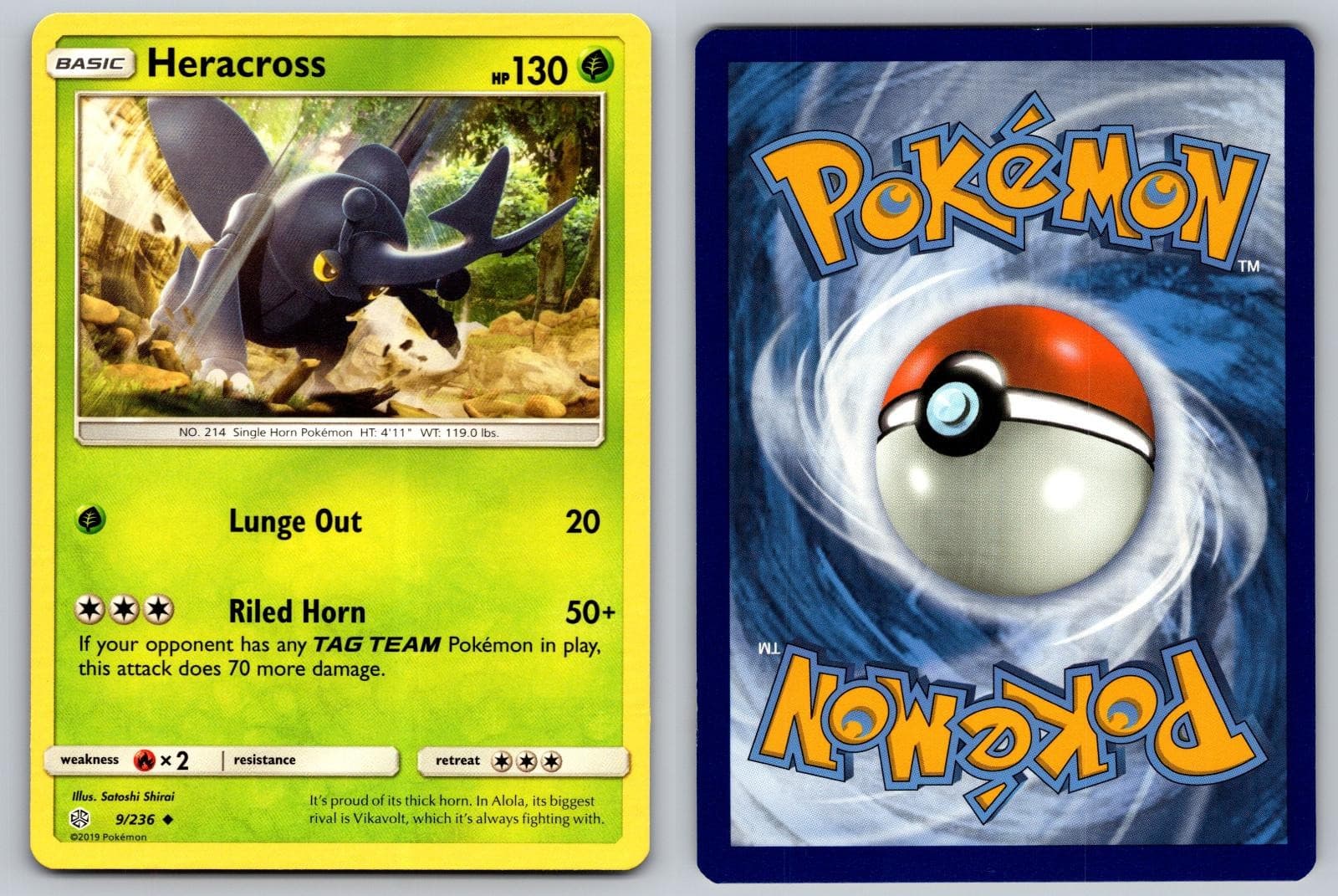 HERACROSS 9/236 UNCOMMON COSMIC ECLIPSE POKEMON NM/M
