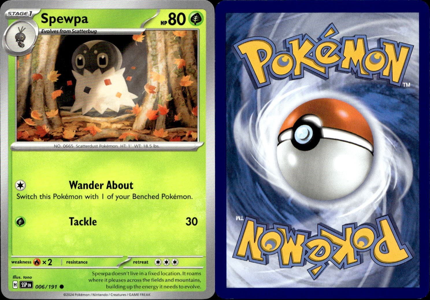 Spewpa 006/191 Common Surging Sparks Pokemon Near Mint