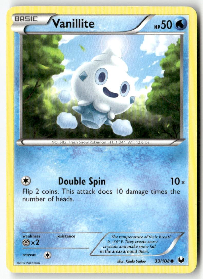 Vanillite 33/108 Common Dark Explorers Pokemon Lightly Played