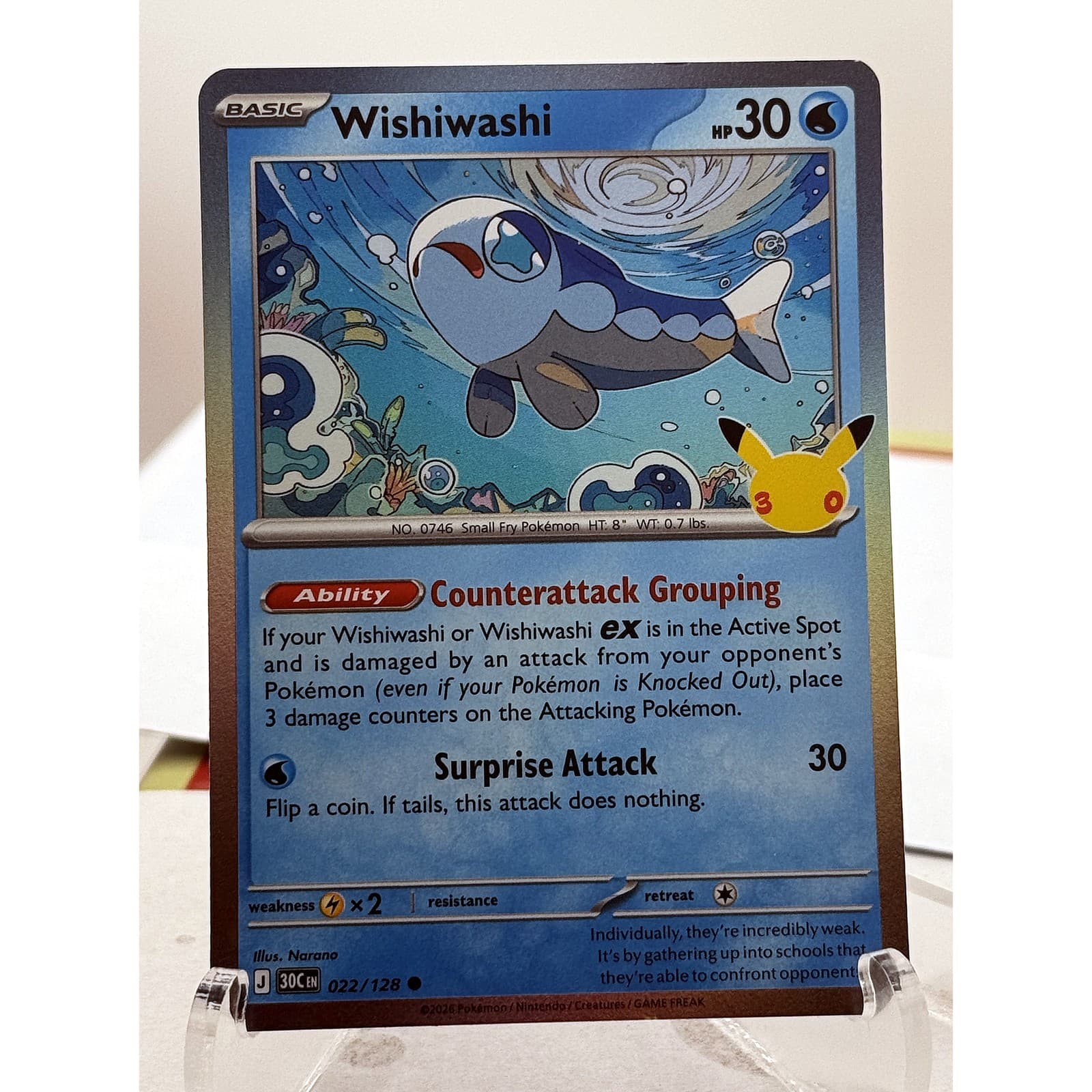 Wishiwashi 022/128 Holo 30th Anniversary Celebration Pokemon TCG NM