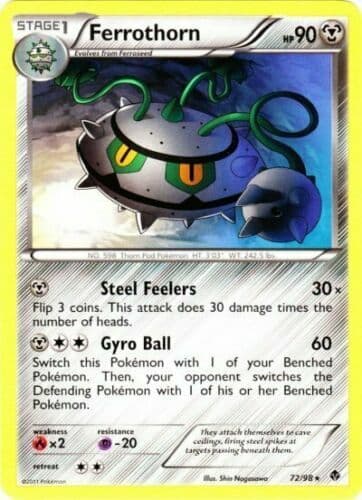 Ferrothorn 72/98 Emerging Powers Rare Light Play LP Pokemon DNA GAMES