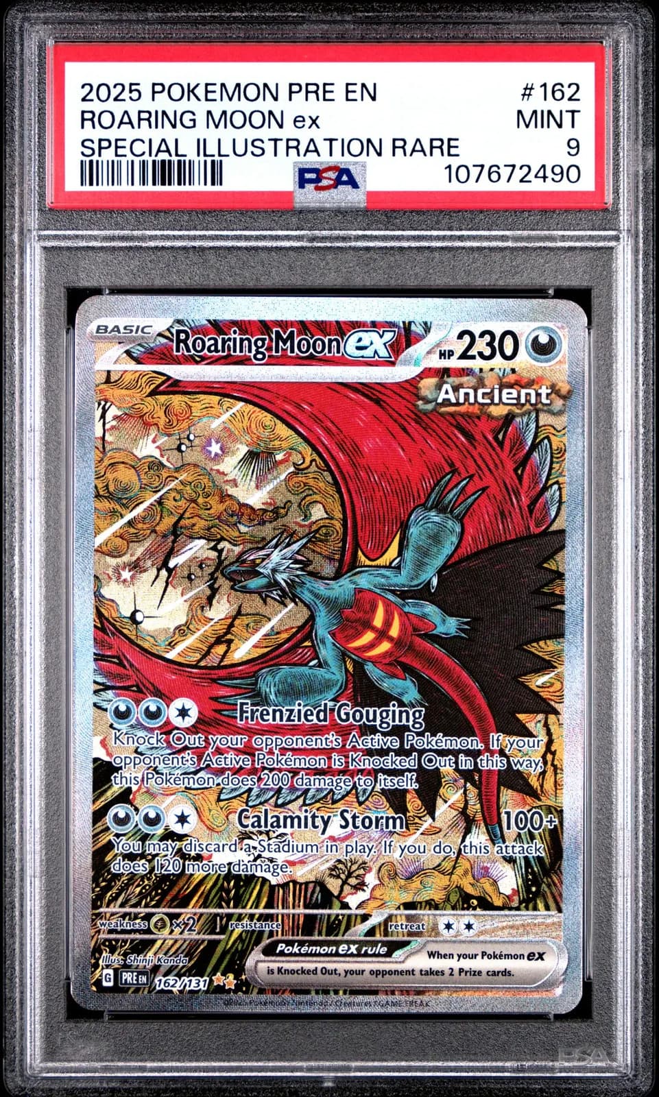 2025 Pokemon Pre EN-Prismatic Evolutions Roaring Moon EX #162 SAR PSA 9