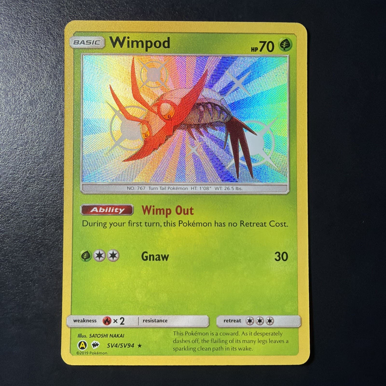 Wimpod SV4/SV94 Pokemon TCG HIF:SV: Hidden Fates: Shiny Vault Shiny Holo Rare NM