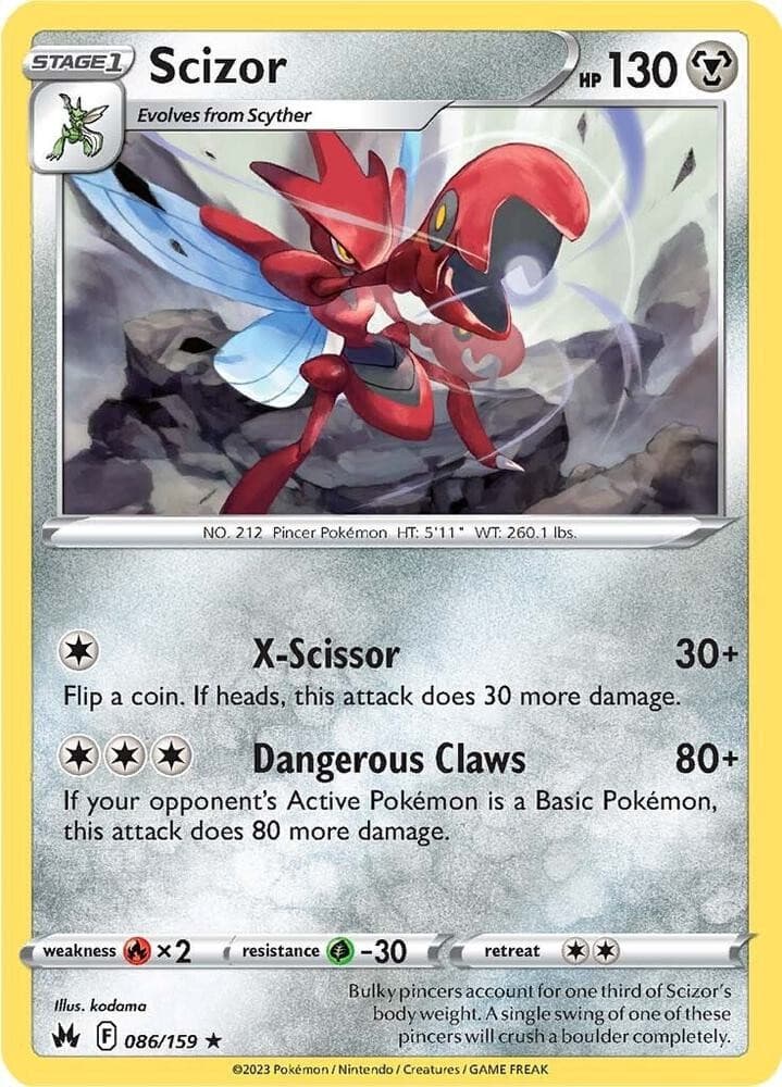 Scizor 86/159 Rare Crown Zenith Pokemon NM/LP