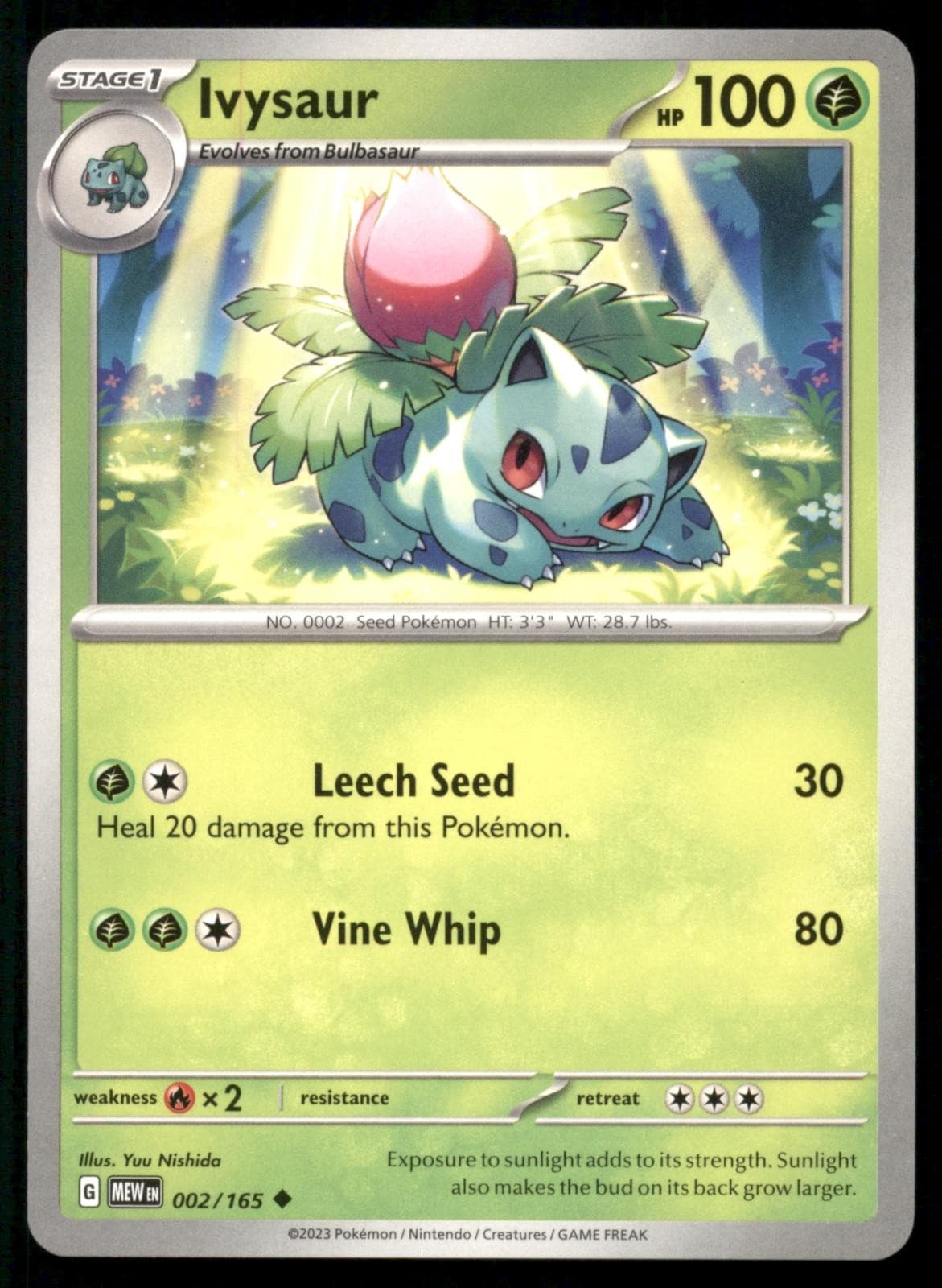 Ivysaur 002/165 Uncommon 151 Pokemon Near Mint