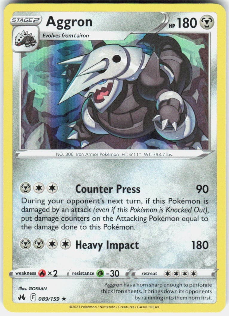 Aggron 089/159 Holo Rare Crown Zenith Pokemon Near Mint