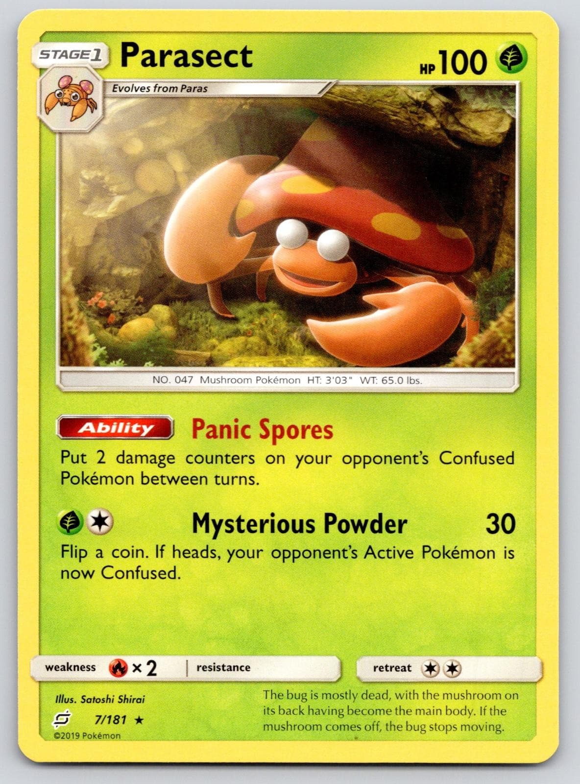Parasect 7/181 Rare Team Up Pokemon Near Mint