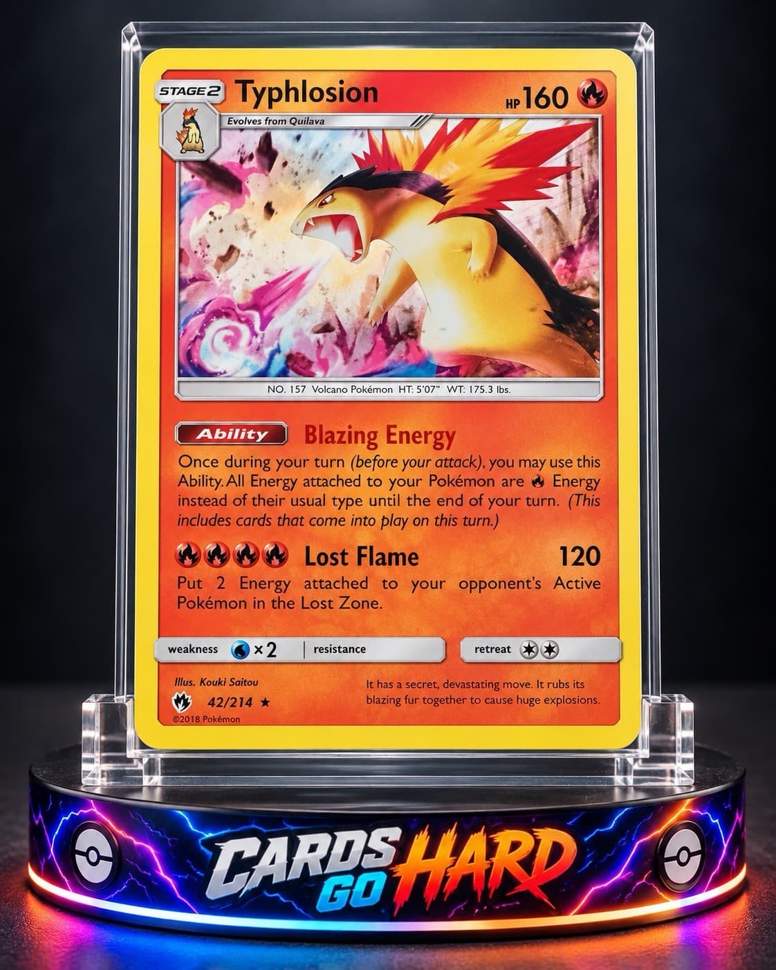 Typhlosion 42/214 SM Lost Thunder Holo Rare Pokemon TCG 2018 NM