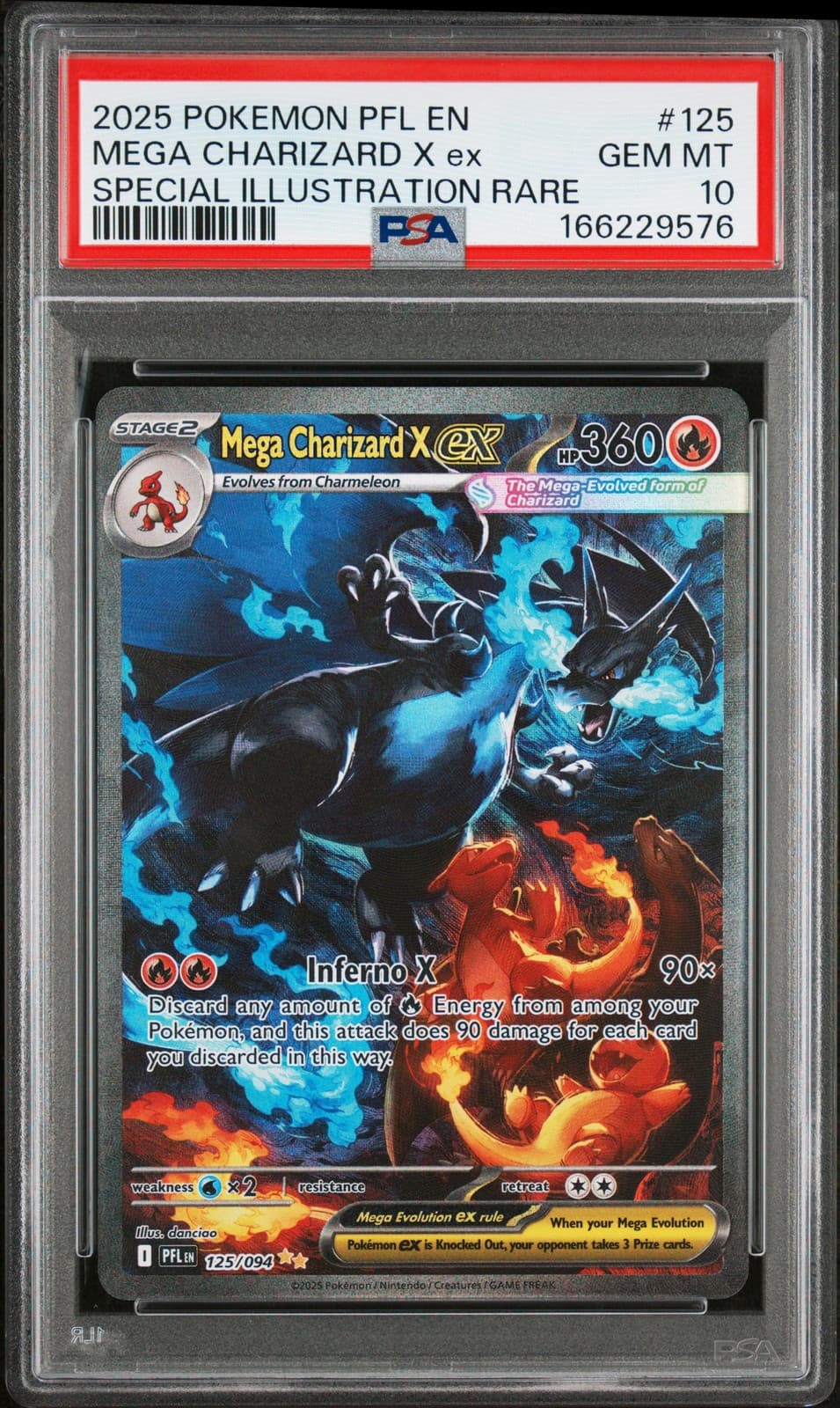 2025 POKEMON PFL EN-PHANTASMAL FLAMES #125 MEGA CHARIZARD X EX PSA 10