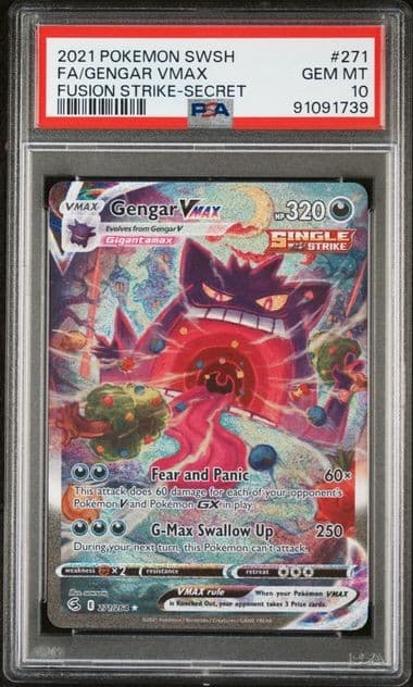 Pokemon Gengar VMAX Fusion Strike Secret Full Alt Art #271 PSA 10 Gem Mint