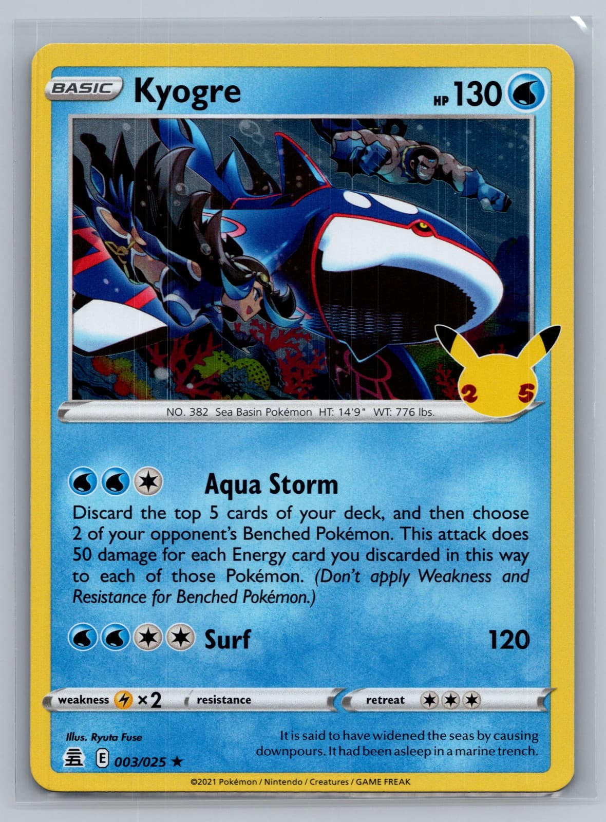 Kyogre 3/25 Celebrations Holo Rare Pokemon TCG NM