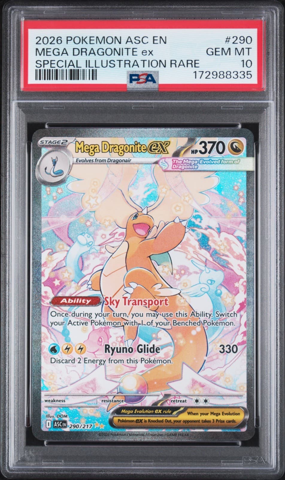 2026 POKEMON ASC SPECIAL ILLUSTRATION RARE #290 MEGA DRAGONITE EX PSA 10