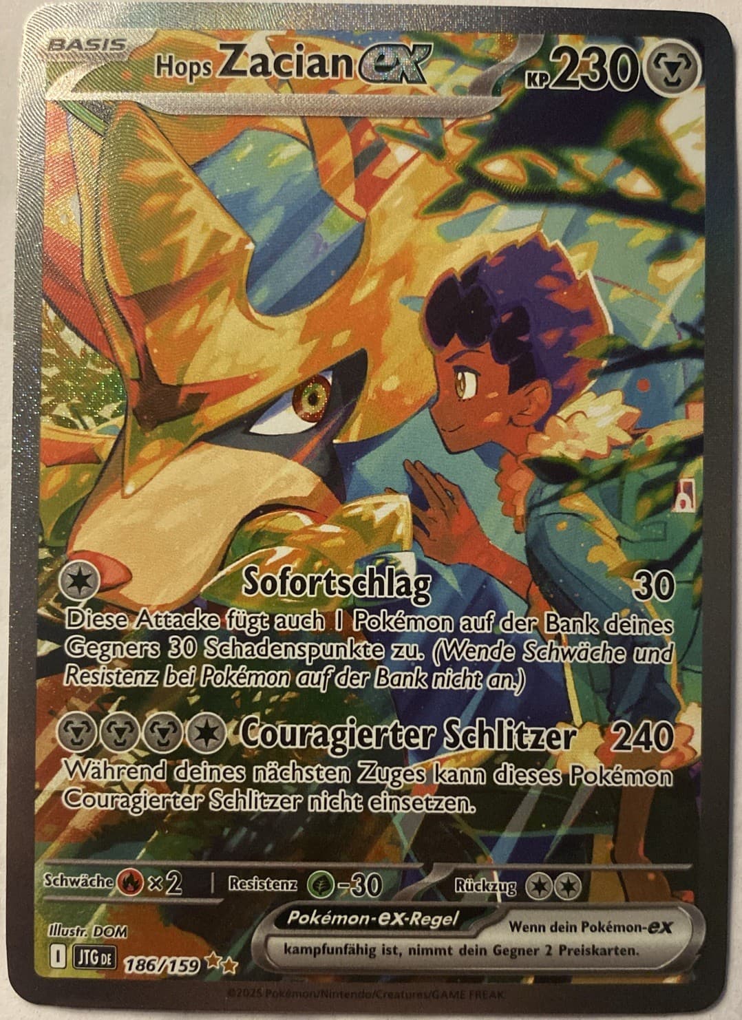 Pokemon Hops Zacian ex SIR | Deutsch 186/159 Reisegefährten | Near Mint