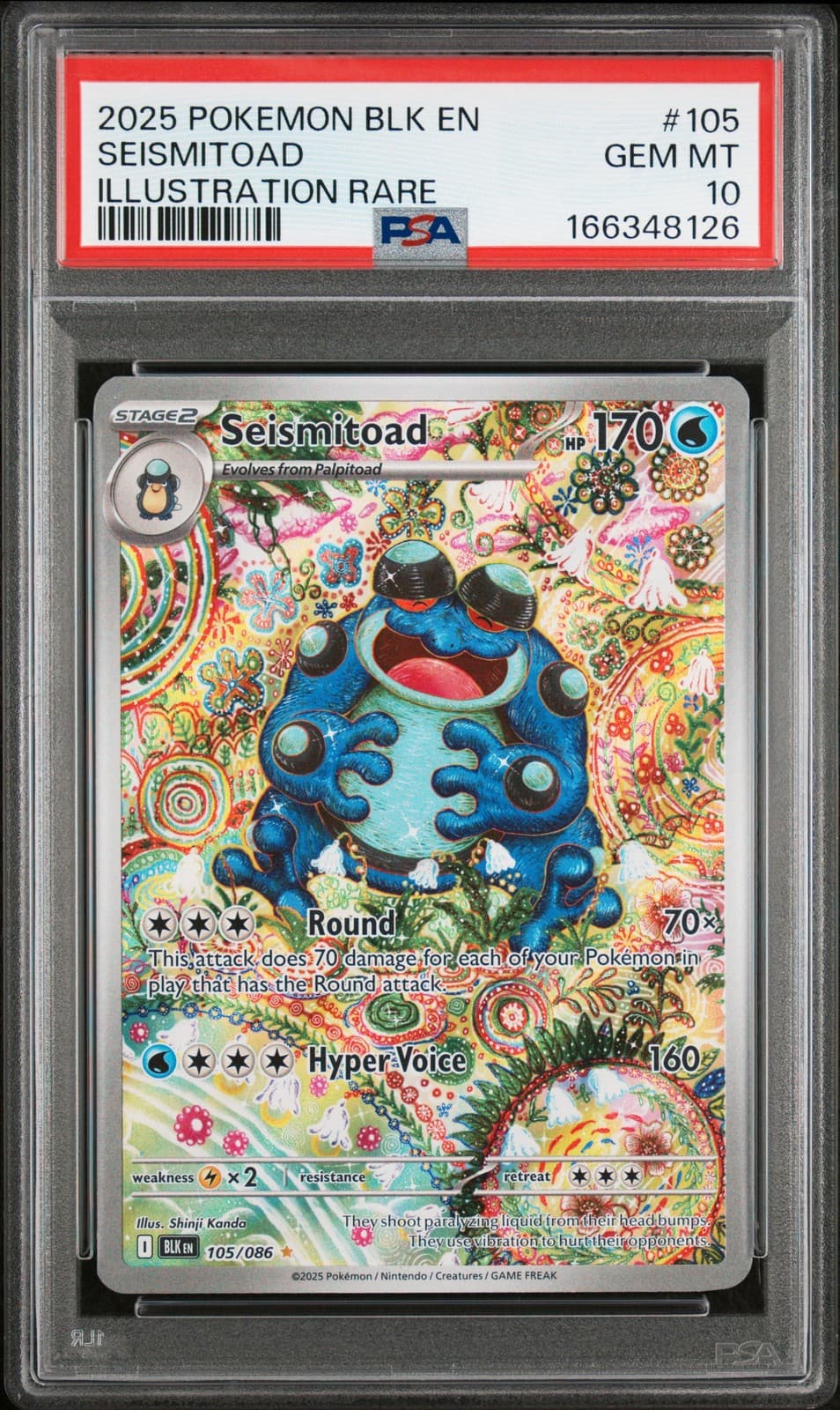 2025 POKEMON BLK EN-BLACK BOLT ILLUSTRATION RARE #105 SEISMITOAD PSA 10