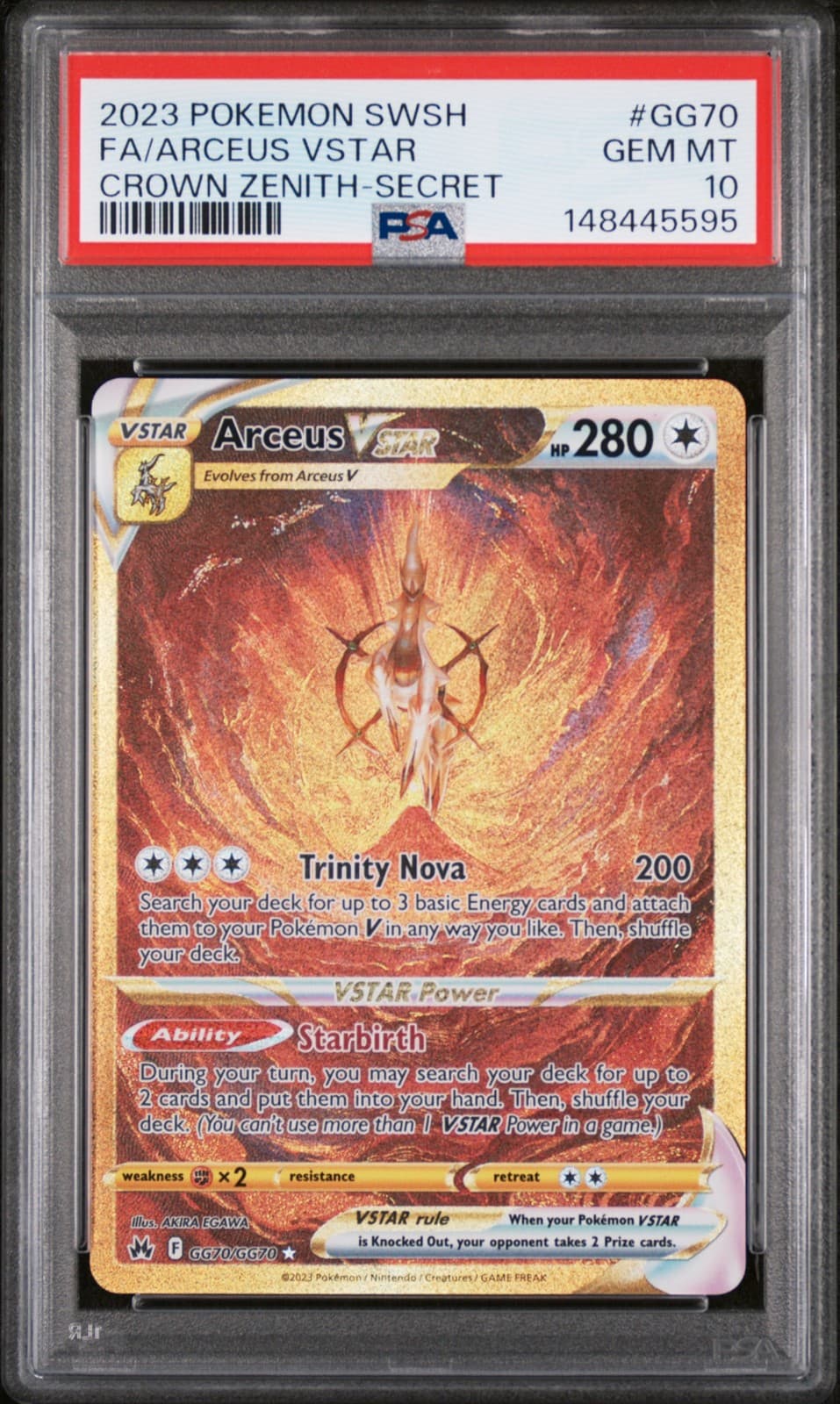 Pokemon Arceus Vstar Sword Shield Crown Zenith GG70/GG70 Secret PSA 10