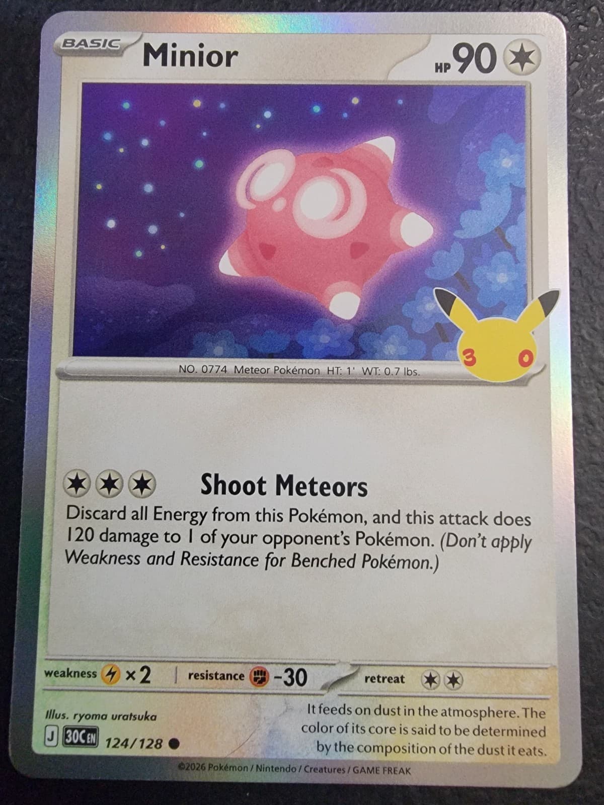 Pokemon TCG 30th Anniversary Celebration Minior 124/128
