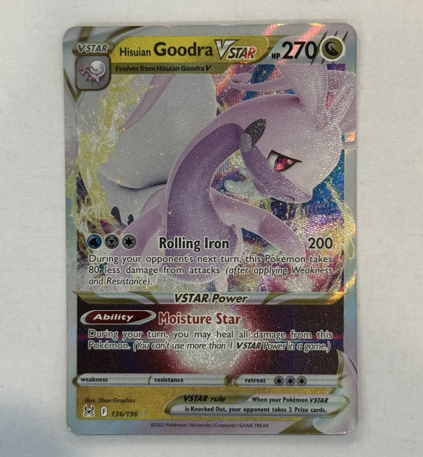 Hisuian Goodra VSTAR 136/196 HOLO Ultra Rare Lost Origin 2022 Pokémon FULL ART🔥