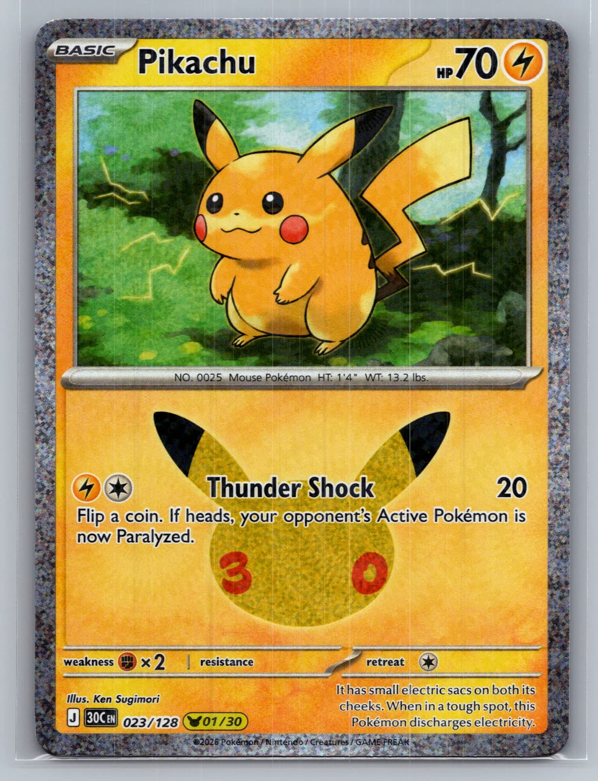 Pikachu #23/128 2026 30th Celebration Pokemon TCG