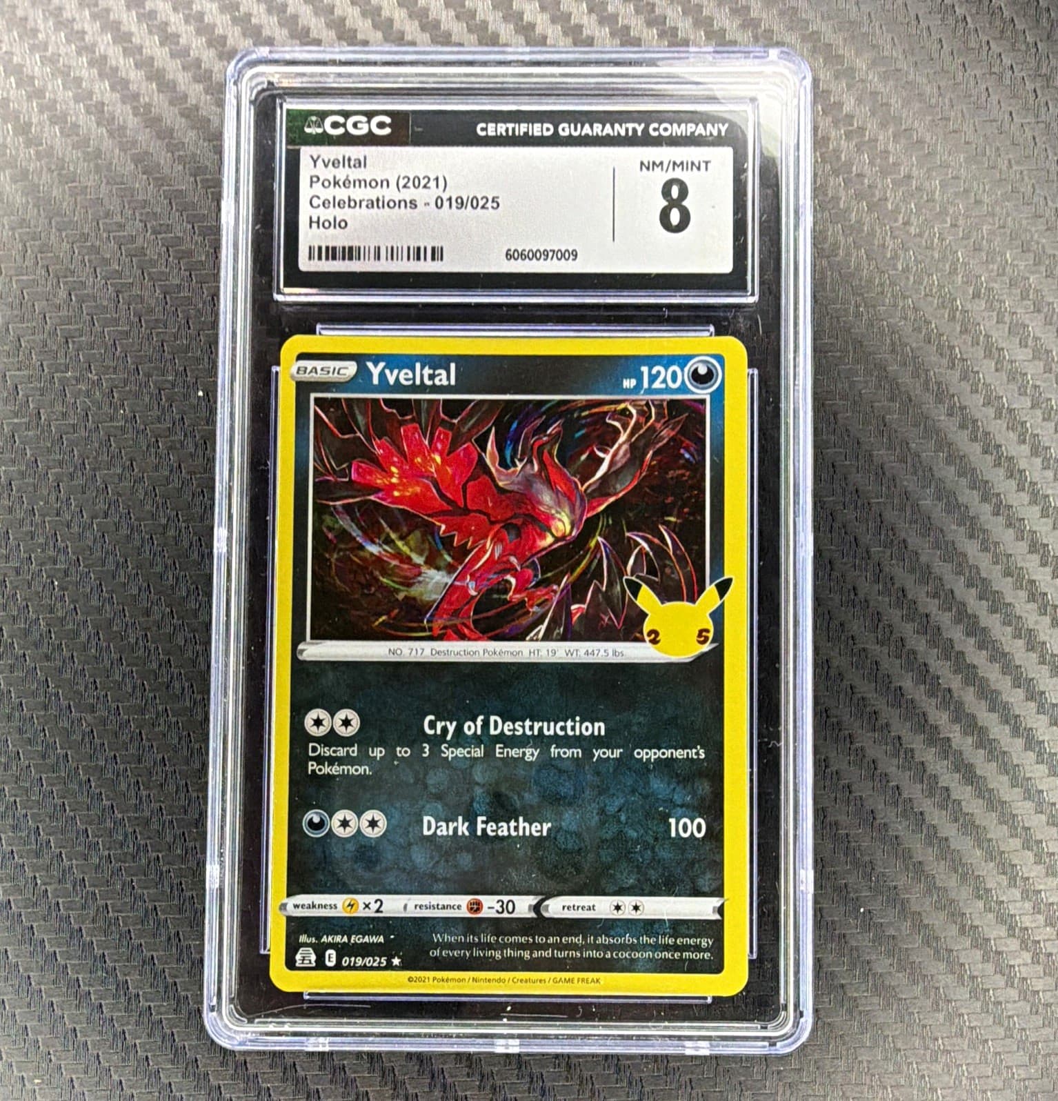 CGC 8 Pokemon TCG Celebrations Yveltal Holo 019/025 2021 English