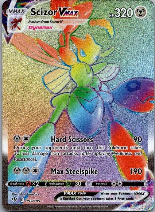 Scizor VMAX (Secret) Holo Secret Rare SWSH03: Darkness Ablaze 193/189 NM