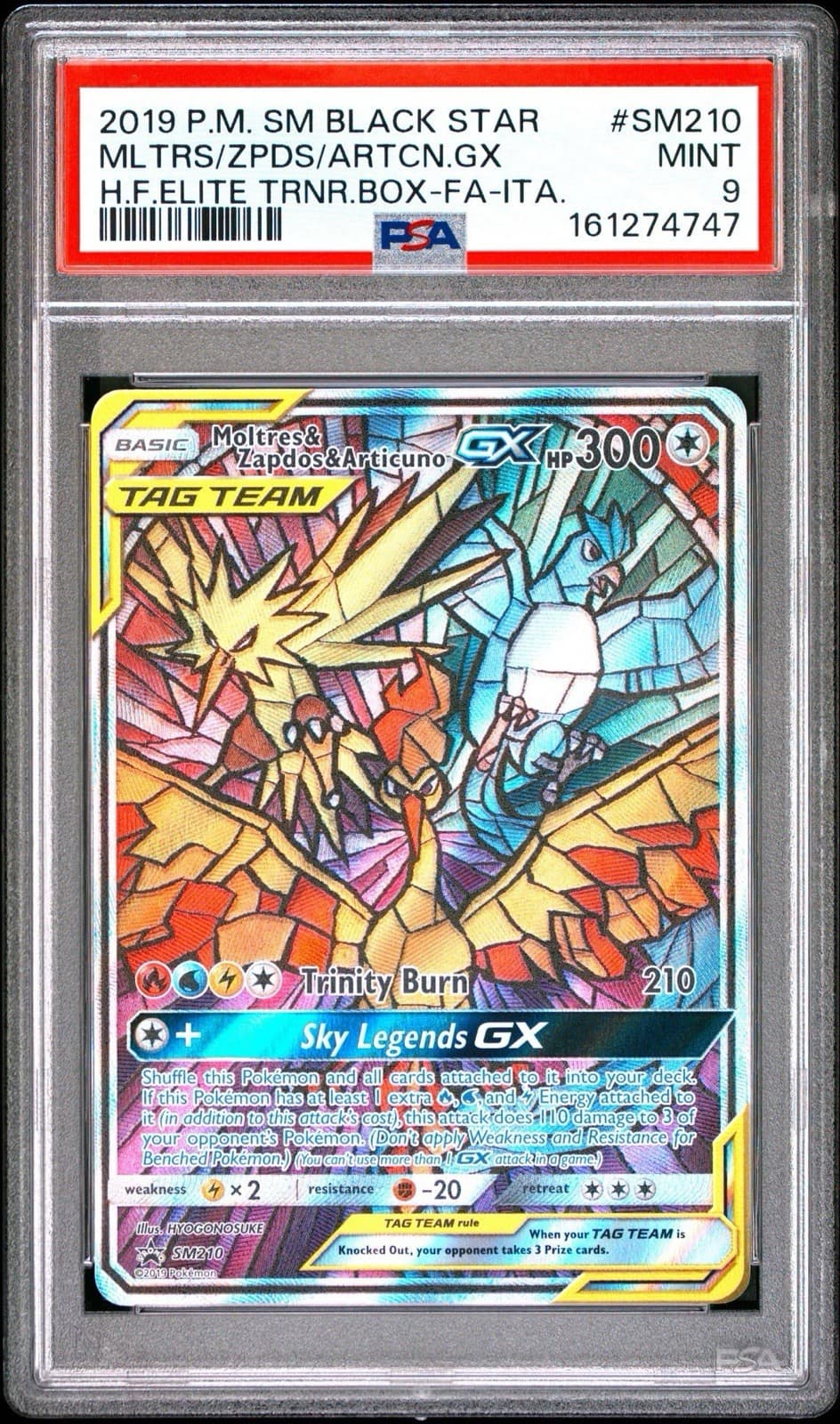Pokémon Moltres & Zapdos & Articuno Gx SM210 PSA 9