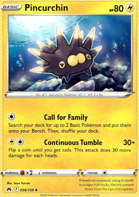Pincurchin 056/159 SWSH Crown Zenith U NM English Pokémon