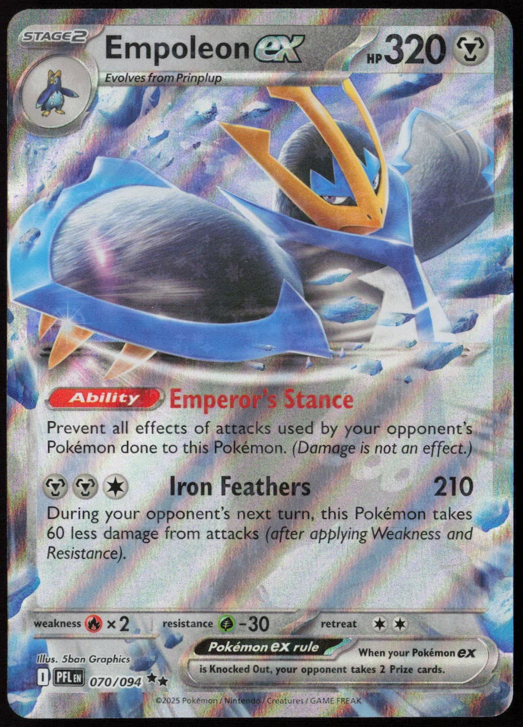 Empoleon ex - 070/094 #70/94 (Holo) (NM) ME02: Phantasmal Flames PFL Pokemon