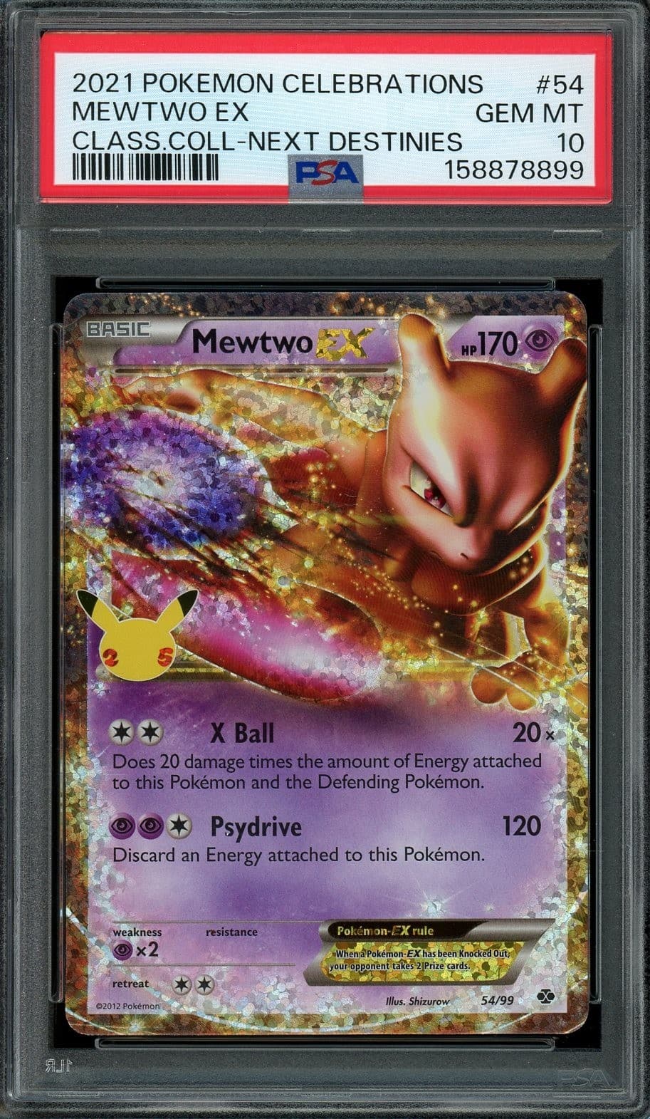 Mewtwo EX Pokémon 2021 SWSH Celebrations Classic Collection #54 PSA 10 GEM MT