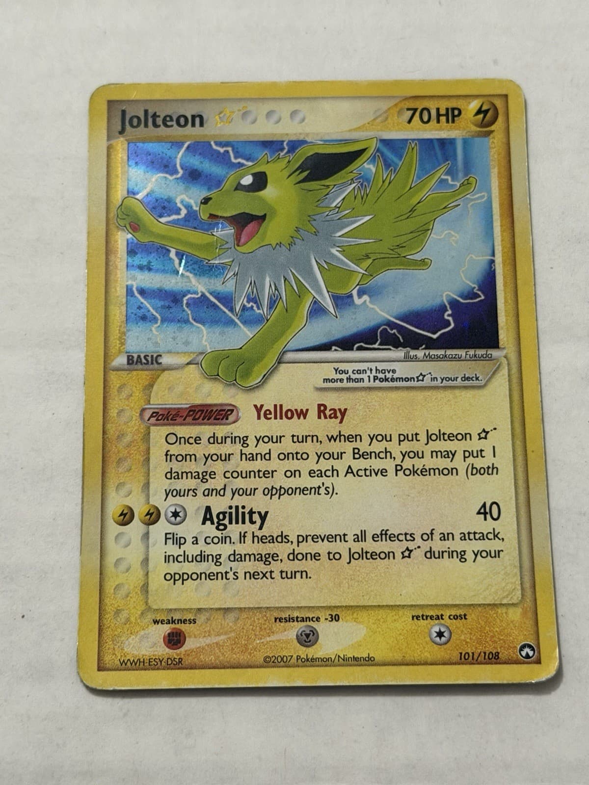 Pokemon Jolteon Star 101/108 EX Power Keepers Holo Ultra Rare English 2007 HP G6