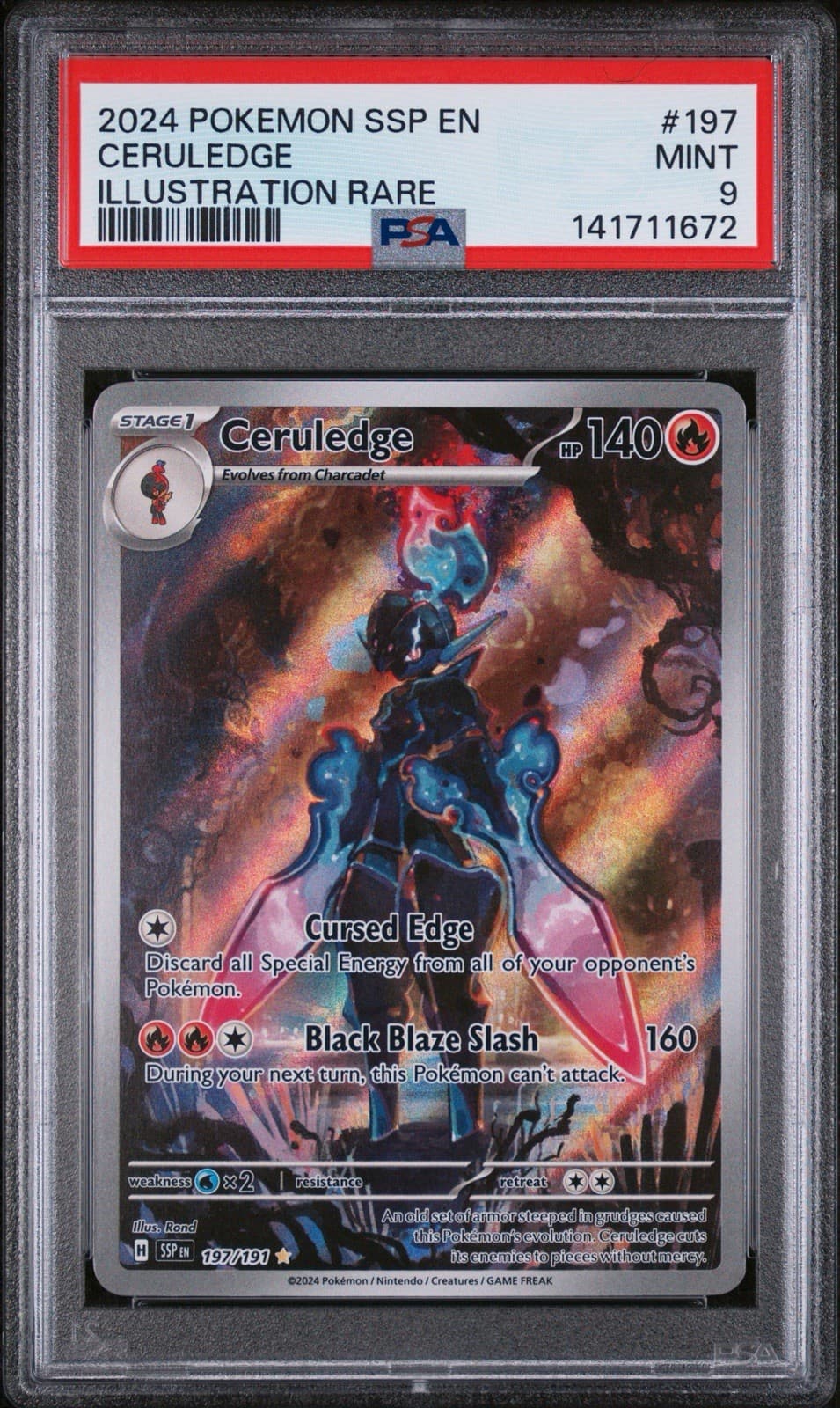 Pokémon TCG Surging Sparks Ceruledge 197/191 IR Holo EN PSA 9