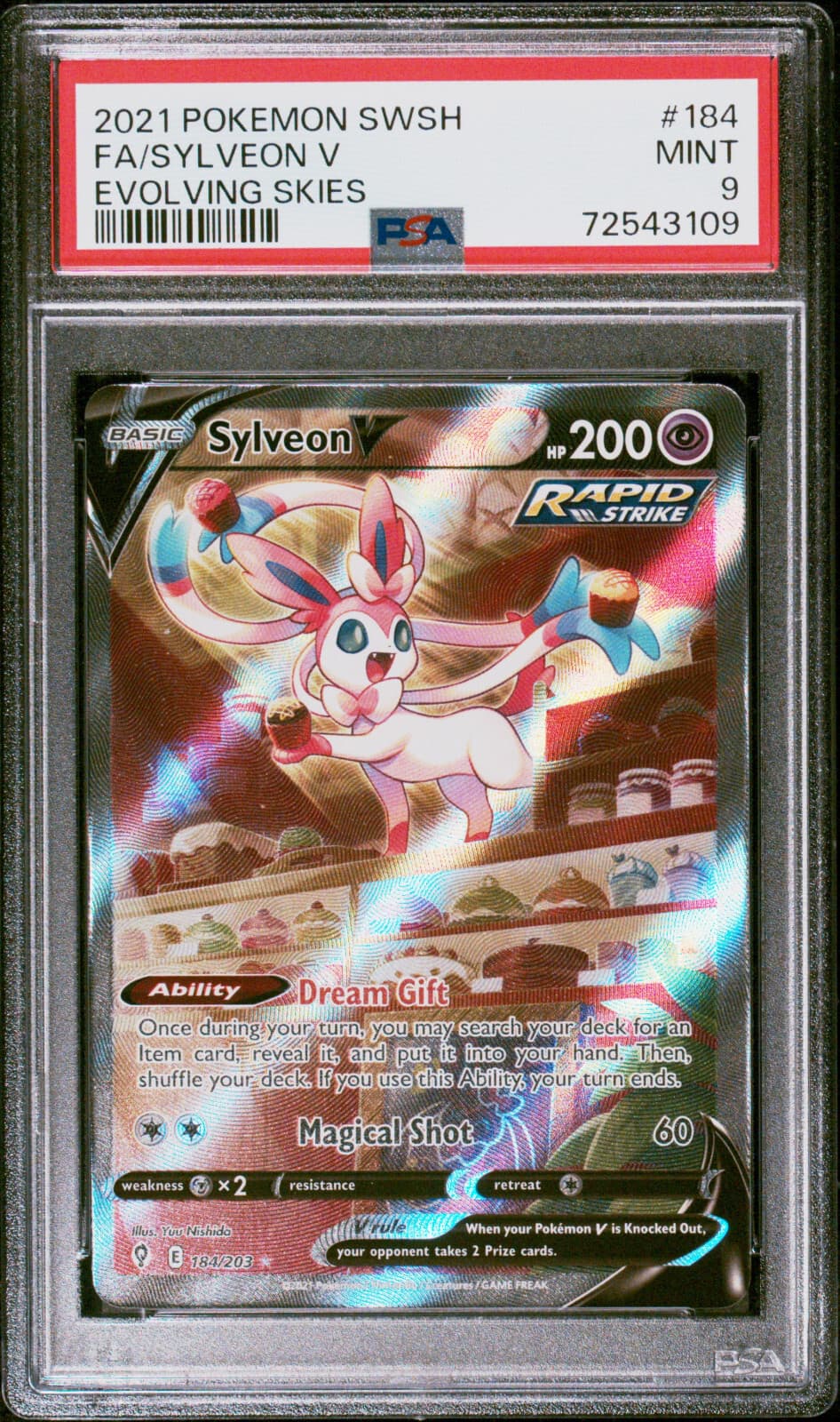 Pokemon Evolving Skies Sylveon V 184/203 Alternative Alt Art Rare Holo PSA 9