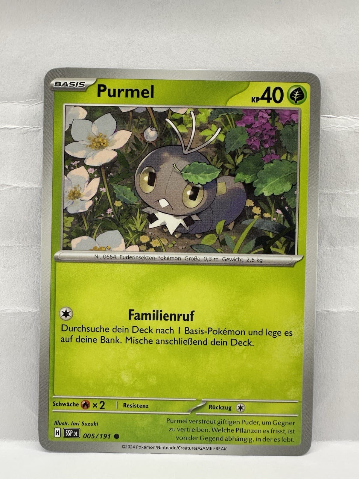 Pokémon Karte 2024 TCG Purmel 5/191 Stürmische Funken Deutsch