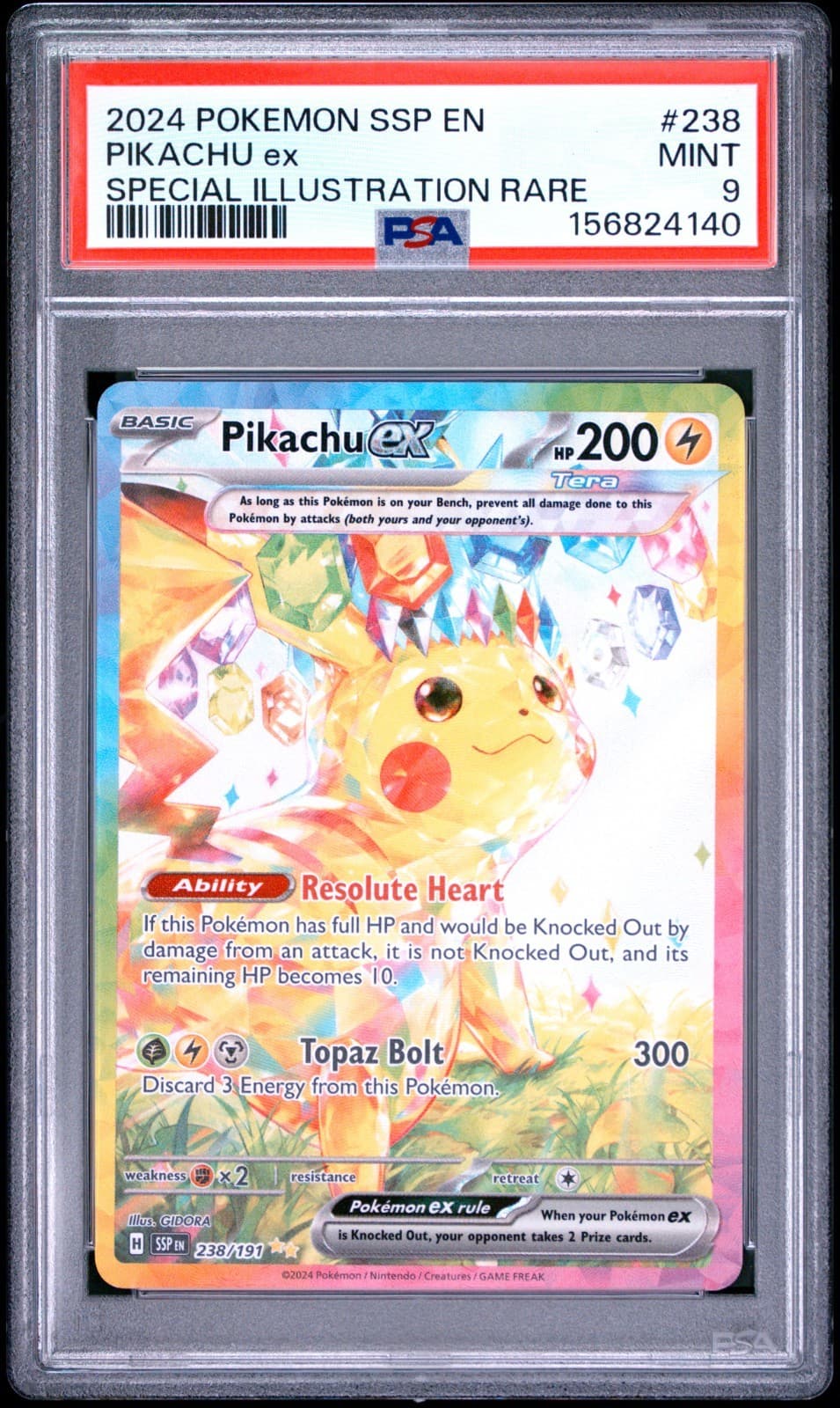 PSA 9 MINT Pikachu ex 238/191 Surging Sparks Special Illust. Rare Holo Pokémon