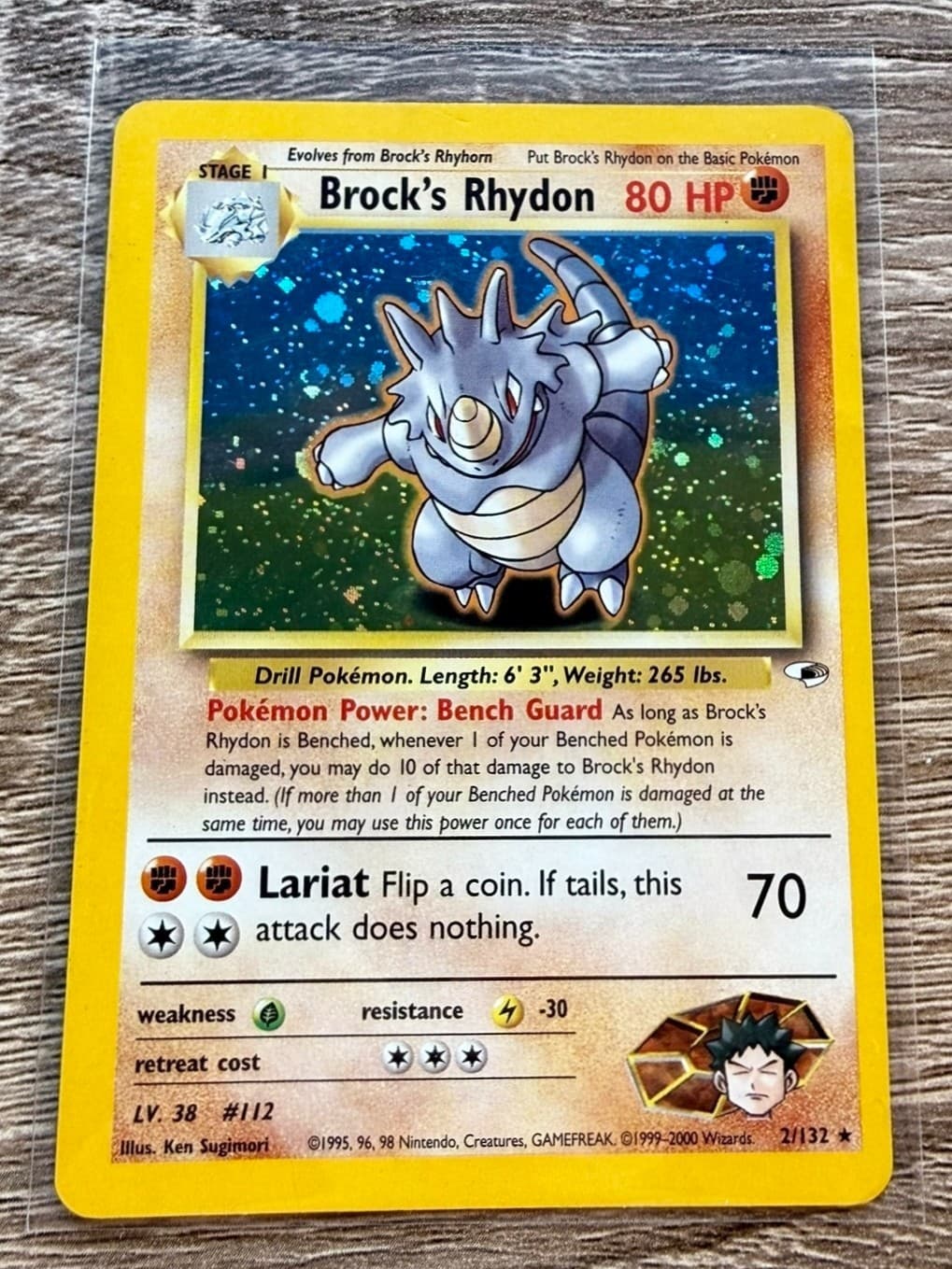 Brock's Rhydon 2/132 Gym Heroes Holo TCG Pokemon Card