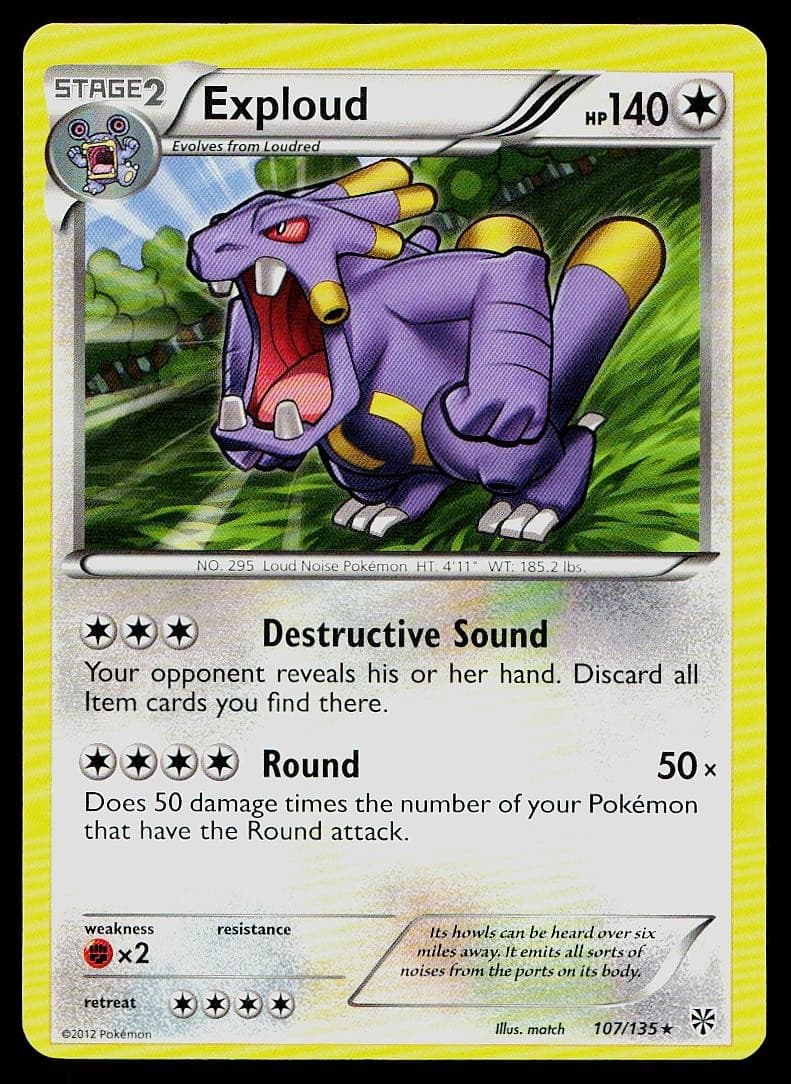 Pokemon Card Plasma Storm Exploud 107/135 Rare