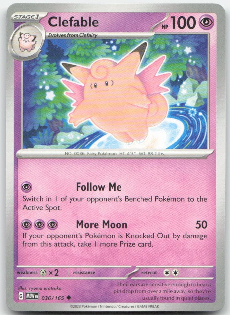 Clefable 036/165 Uncommon 151 Pokemon Near Mint