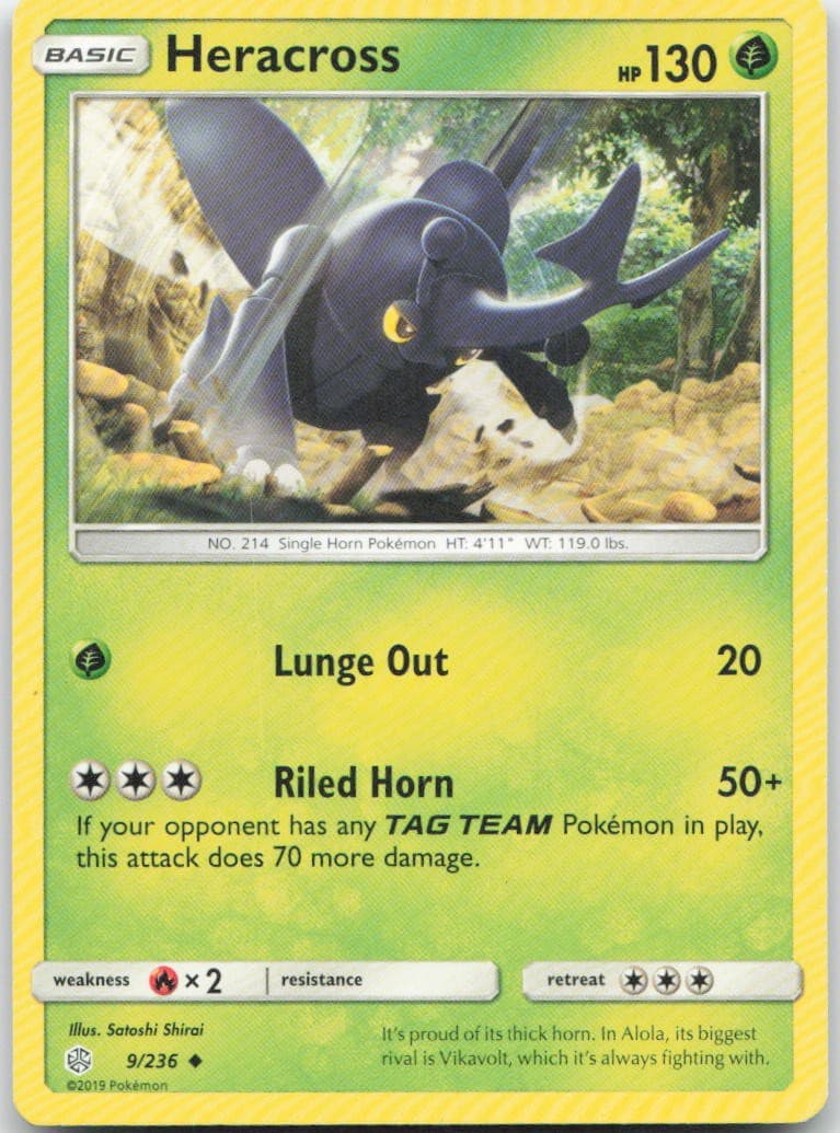 Heracross 9/236 Uncommon Cosmic Eclipse Pokemon Moderately Played