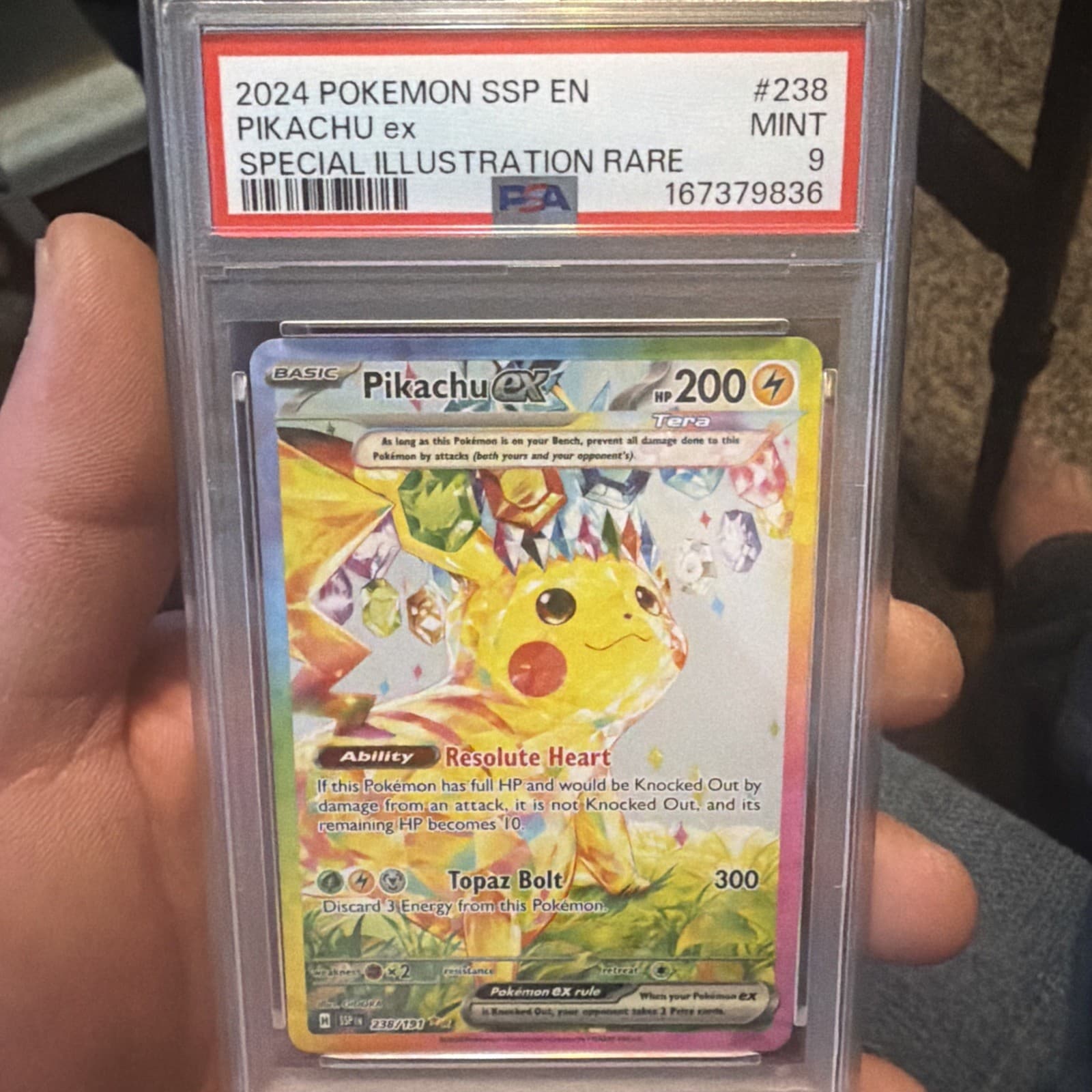 2024 Pokémon Surging Sparks Pikachu ex SIR #238/191 PSA 9 MINT