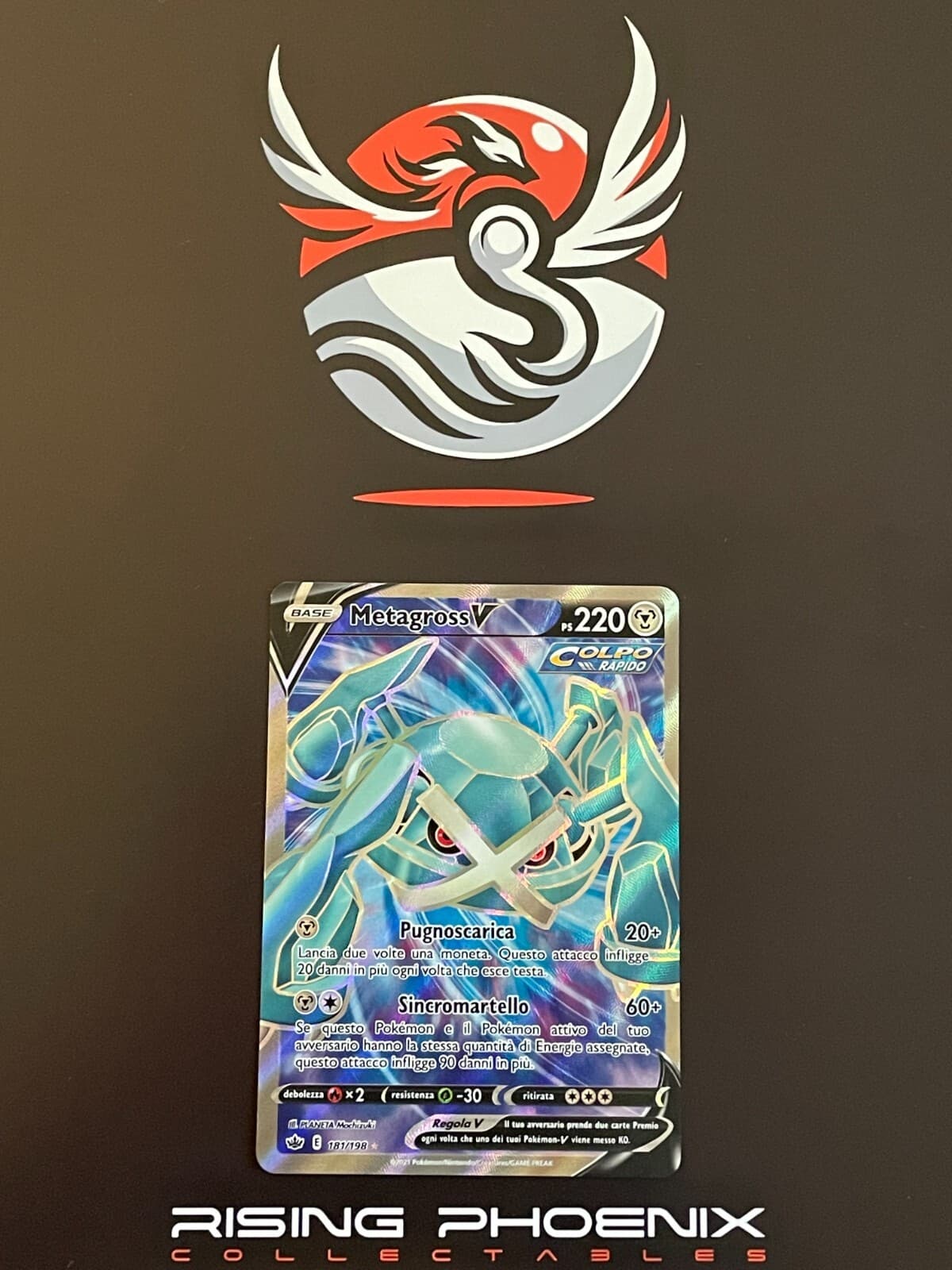 Rising Phoenix Pokemon - Metagross V 181/198 Regno Glaciale Holo NM Ita #2018