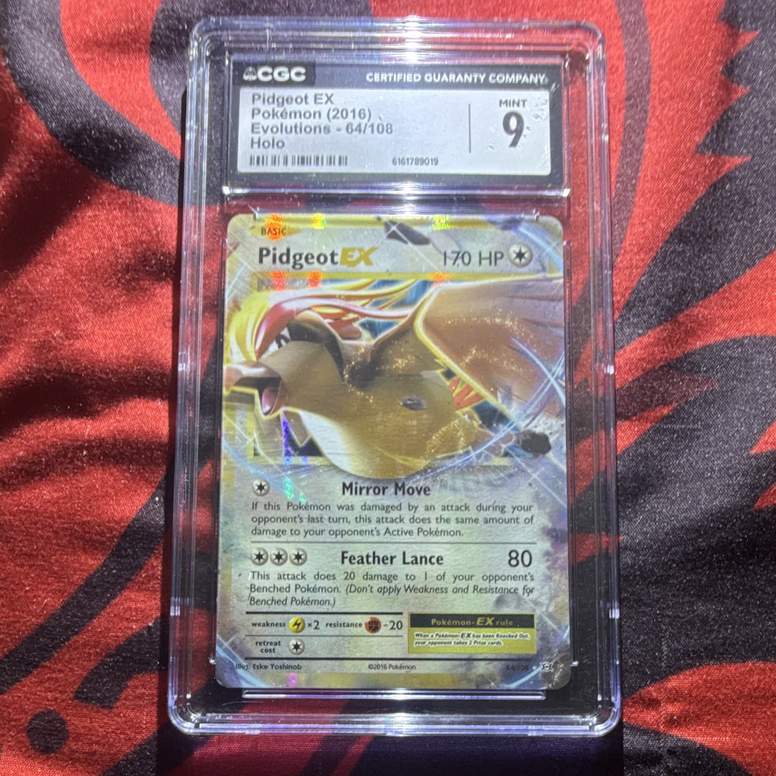 CGC 9 2016 Pokemon TCG Evolutions Pidgeot EX 64/108 Holo Rare EX EN