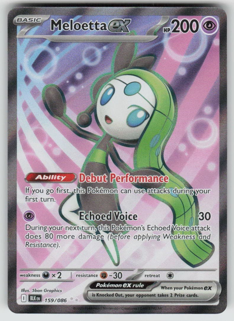 Meloetta ex 159/086 Holo Ultra Rare Black Bolt Pokemon NM