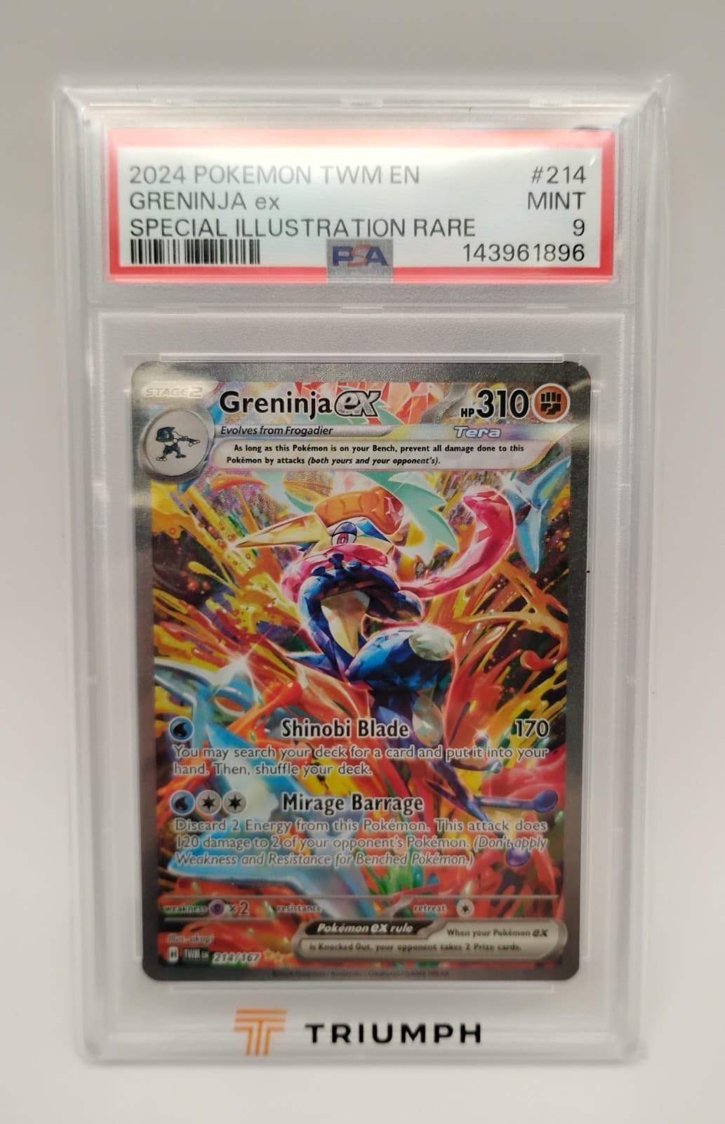 Pokemon TCG - Greninja ex - Twilight Masquerade 214/167 SIR - PSA 9 MINT